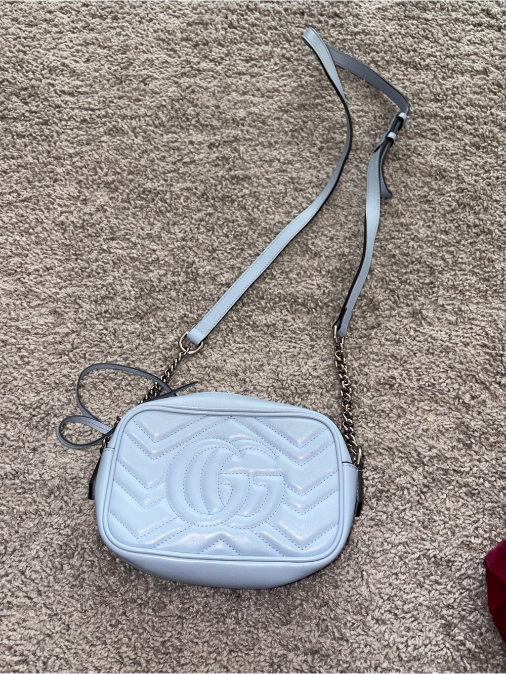 Gucci Light Blue Quilted GG Crossbody Bag